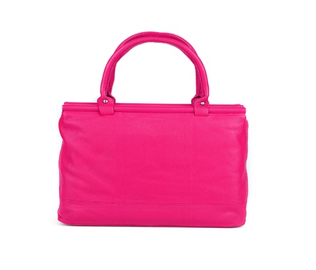 Pink women bag isolated on white backgroundの写真素材