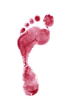 Close up of colorful foot print isolated on white backgroundの写真素材