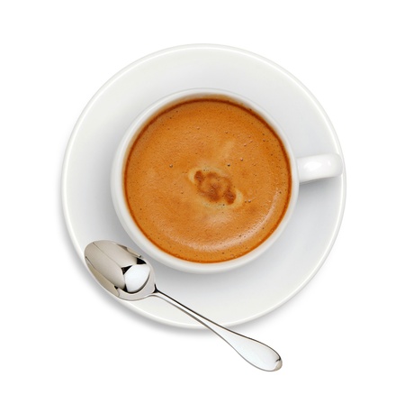 Latte coffee isolated on white backgroundの写真素材