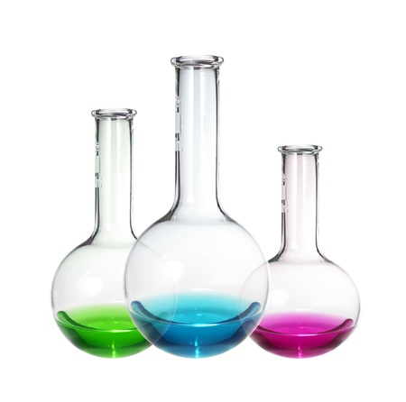 Test-tubes with colorful liquid isolated on whiteの写真素材