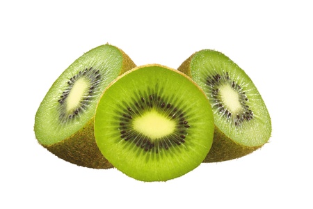 Juicy kiwi fruit isolated on whiteの写真素材
