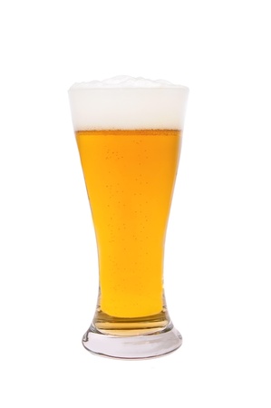 Glass of beer isolated on white backgroundの写真素材