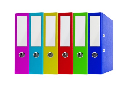 Colorful office folders isolated on white backgroundの写真素材