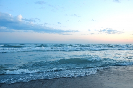 beautiful sunset on the beachの写真素材