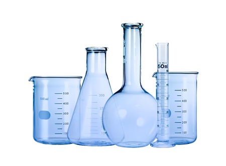 Test-tubes isolated on white. Laboratory glasswareの写真素材