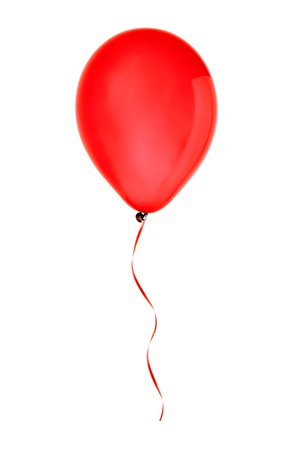 red happy air flying balloon isolated on white backgroundの写真素材