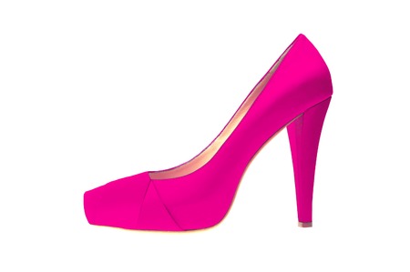 pink high heeled shoe isolated on white backgroundの写真素材