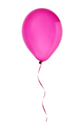 pink happy air flying balloon isolated on white backgroundの写真素材