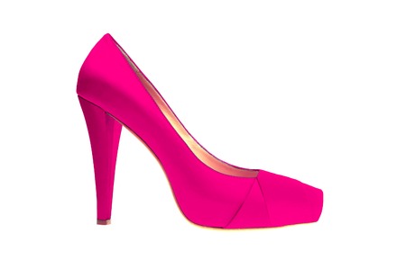 pink high heeled shoe isolated on white backgroundの写真素材