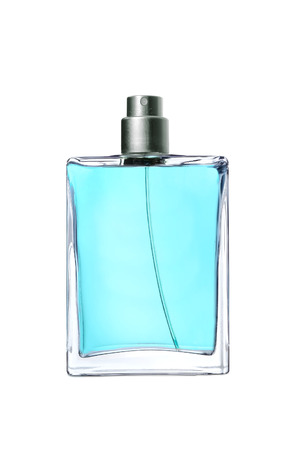 men's perfume in beautiful bottle isolated on white backgroundの写真素材