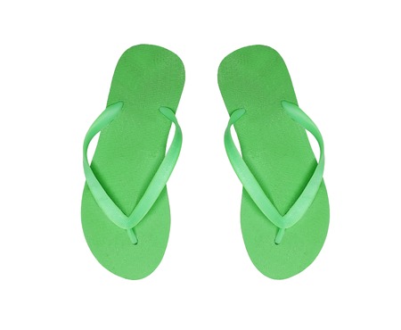 green beach shoes isolated on white backgroundの写真素材