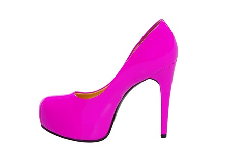 pink high heeled woman shoe isolated on white backgroundの写真素材
