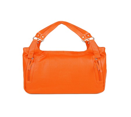 Orange women bag isolated on white backgroundの写真素材