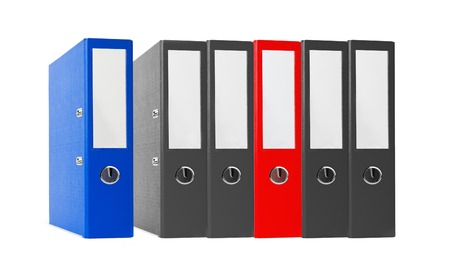 Office folders black and red isolated on the white backgroundの写真素材