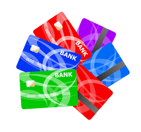 Realistic credit cards set. Illustrationの写真素材