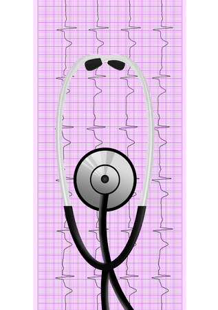 stethoscope over ecg graphの写真素材