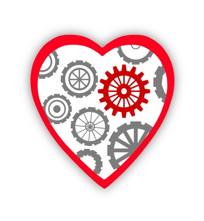 heart with gears inside over white backgroundの写真素材