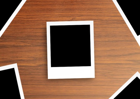 Film Vintage empty photo cards on wood の写真素材