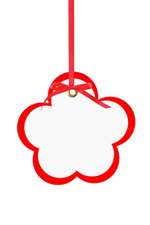 Red Tag (label) Isolated on white backgroundの写真素材