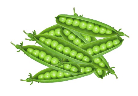 Green peas isolated on whiteの写真素材