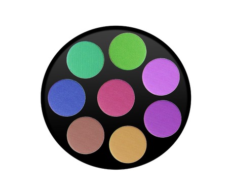 Beautiful bright eye shadows isolated on whiteの写真素材