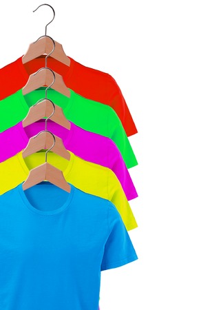 Color male t-shirts isolated on white backgroundの写真素材