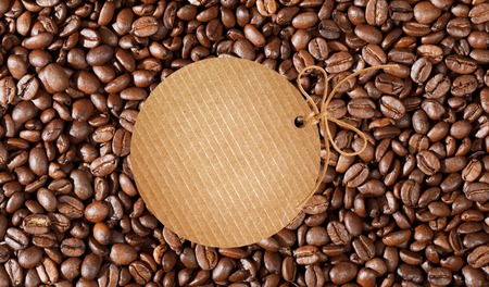 Coffee beans with labelの写真素材