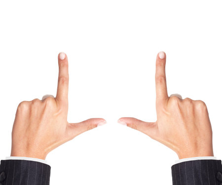 Finger frame isolated on white backgroundの写真素材