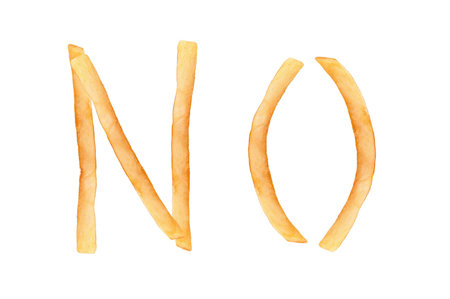 French fries in word No isolated on white background
