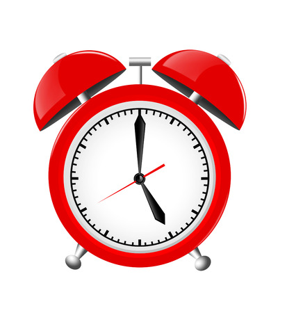 Red Alarm Clock Illustration Isolated on White Backgroundの写真素材