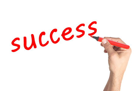 Hand writing word Success on transparent boardの写真素材