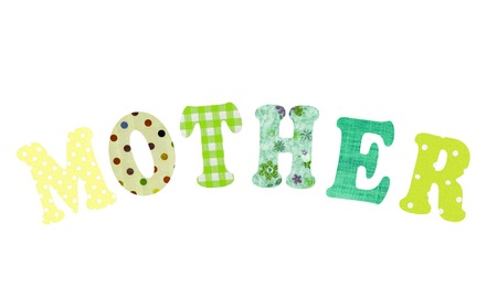 Mother- lettering of handmade paper letters over white backgroundの写真素材