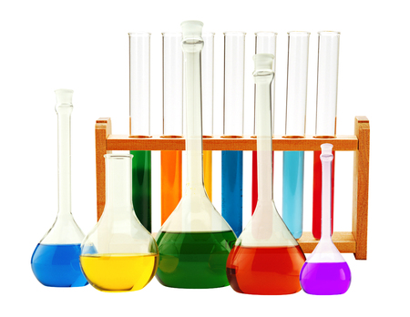 Test-tubes isolated on white. Laboratory glasswareの写真素材