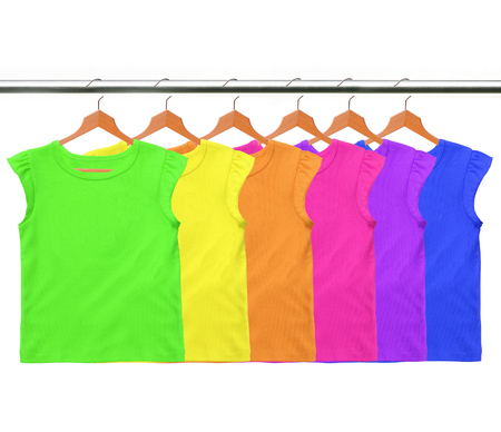 Clothes on circle hanger isolated on white backgroundの写真素材