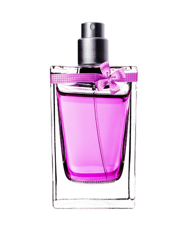 woman's perfume in beautiful bottle isolated on whiteの写真素材