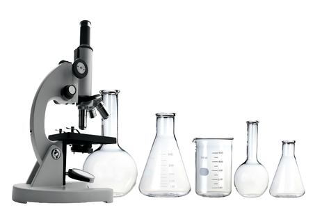 Test-tubes isolated on white. Laboratory glasswareの写真素材