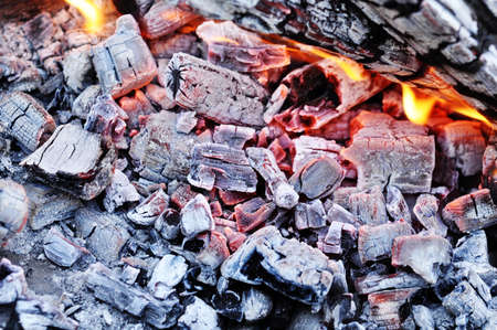 Coals in an extinct fire. Natural backgroundの写真素材
