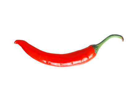 red hot chilly pepper whole vegetable isolated on white backgroundの写真素材