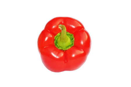 Red sweet paprika pepper isolated on white for design packagingの写真素材