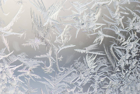 close up shot of ice crystals on a window