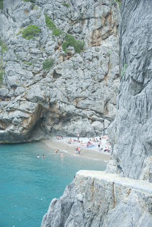 beautiful beach in the mountains of mallorca spainの写真素材