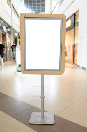 blank sign with copy space for your text message or mock up content in modern shopping mall