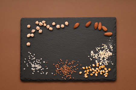 Gluten free text and various gluten free product. Flat lay, topの写真素材