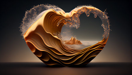 3D Wave Heart. AI Generateの素材