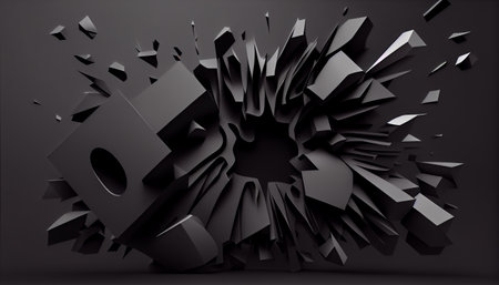Abstract 3D black background. AI generateの素材