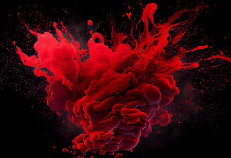 Abstract red colorful ink splash in water backgroundの素材