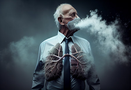 Lung disease frome smoking , air pollutionの素材