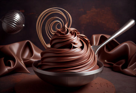 Homemade chocolate cream with whisk. World Chocolate Day conceptの素材