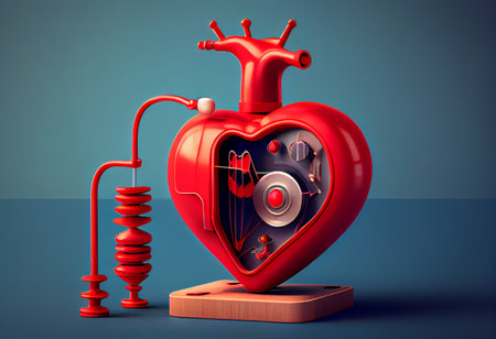 Red statoscope with red heart for World Health Dayの素材