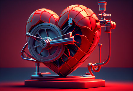 Red statoscope with red heart for World Health Dayの素材
